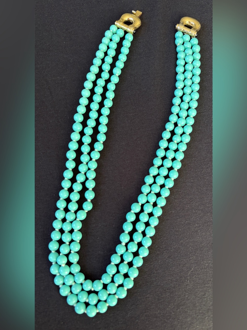 Vogue Bijoux Turquoise Bead Triple Strand Necklace